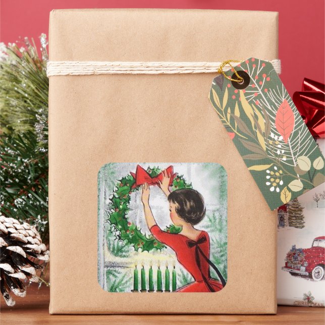 retro Vintage Christmaslady Holiday sticker (Holiday)