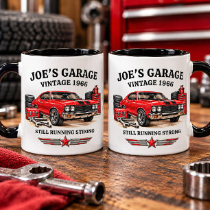 Retro Vintage Classic Garage Muscle Car Racing Two-Tone Coffee Mug
