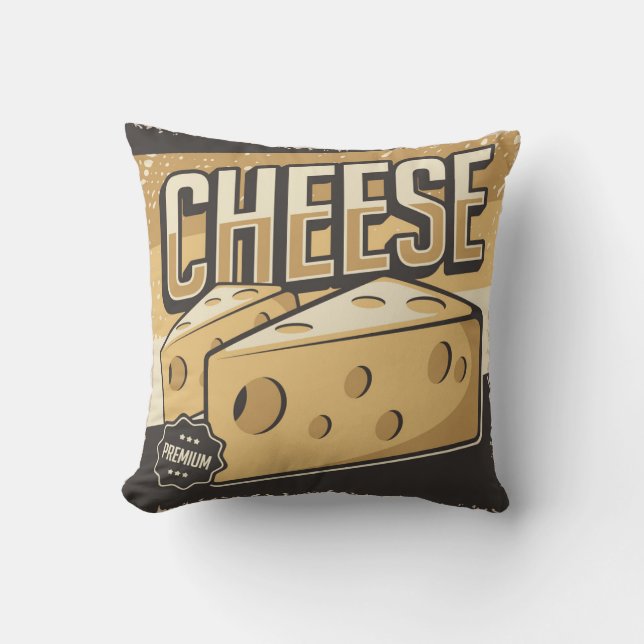 Retro Vintage Classic Golden  Cheese Throw Pillow (Front)