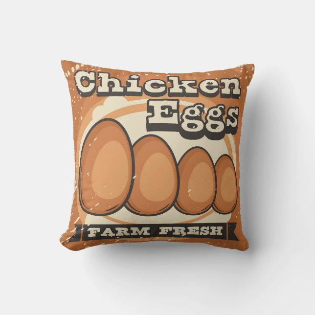 Retro Vintage Classic Grunge  Chicken  Eggs Cushion (Front)