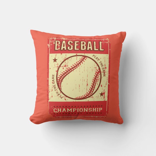 Retro Vintage Classic Grunge Pink Baseball   Cushion (Front)