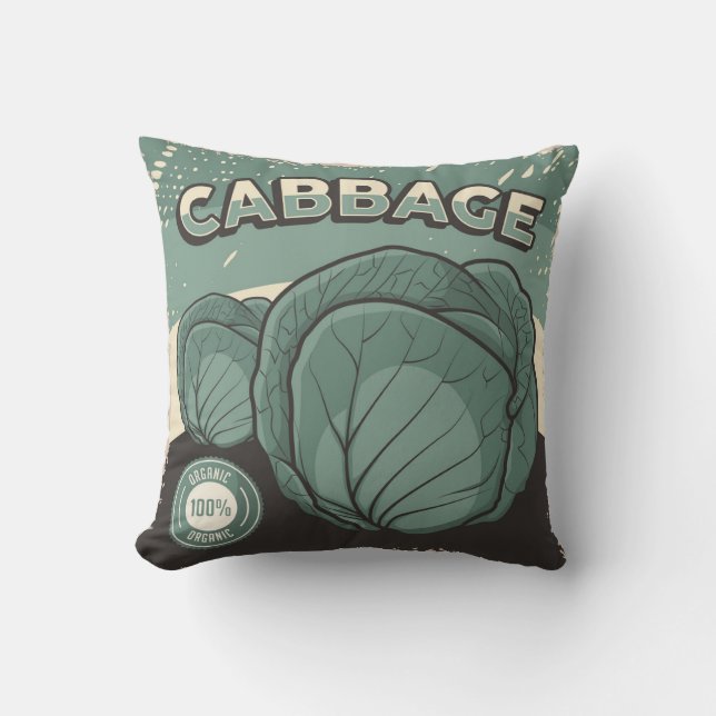 Retro Vintage Classic Grunge Vegetable cabbage Cushion (Front)
