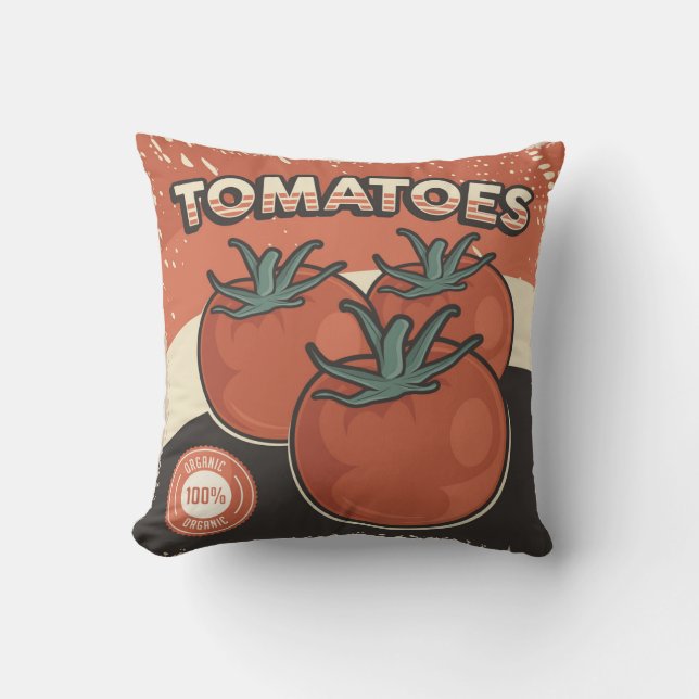 Retro Vintage Classic Grunge Vegetable tomatoes Cushion (Front)