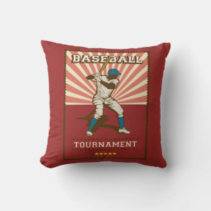 Retro Vintage Classic Red Baseball Champion  Throw Cushion