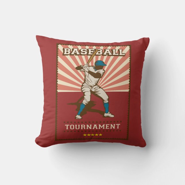 Retro Vintage Classic Red Baseball Champion  Throw Cushion (Front)