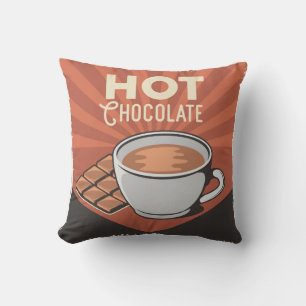 Retro Vintage Classic Sweet Brown Hot Chocolate  Cushion