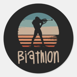Retro Vintage Clic Biathlon Biathlete Classic Round Sticker