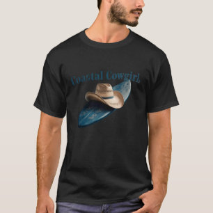 Retro Vintage Coastal Cowgirl Surf Board Beach Sum T-Shirt