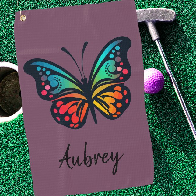 Retro Vintage Colourful Butterfly Golf Towel (Creator Uploaded)