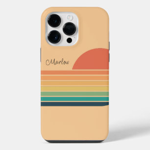 Retro Vintage Colourful Trendy Rainbow Striped iPhone 14 Pro Max Case