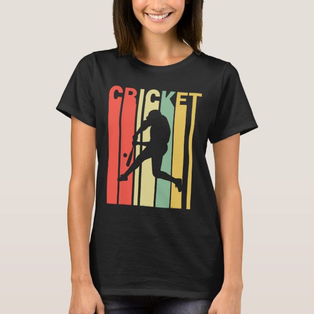 Retro Vintage Colours Cricketer  T-Shirt (Front)