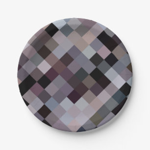 Retro vintage colours cubes pixels pattern paper plate