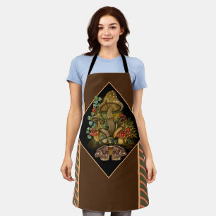 Retro Vintage colours Mushroom & Moth Art Apron