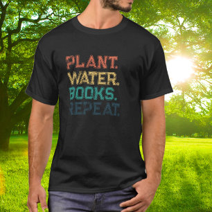 Retro Vintage Colours Plant Water Books Repeat  T-Shirt