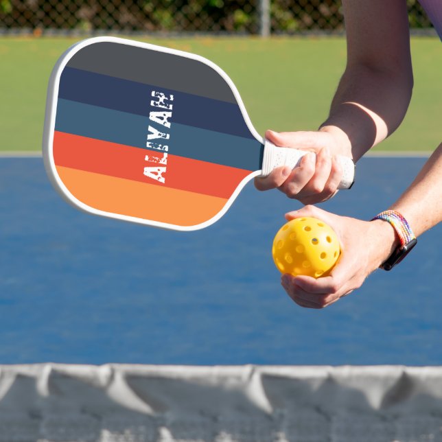 Retro Vintage Colours Stripes Pickleball Paddle (Insitu)