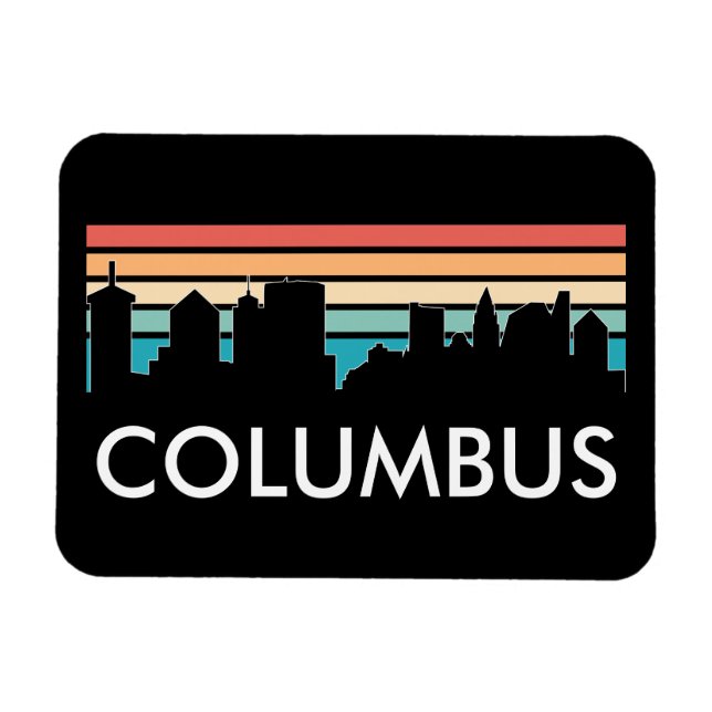 Retro VIntage Columbus Ohio Skyline Magnet (Horizontal)