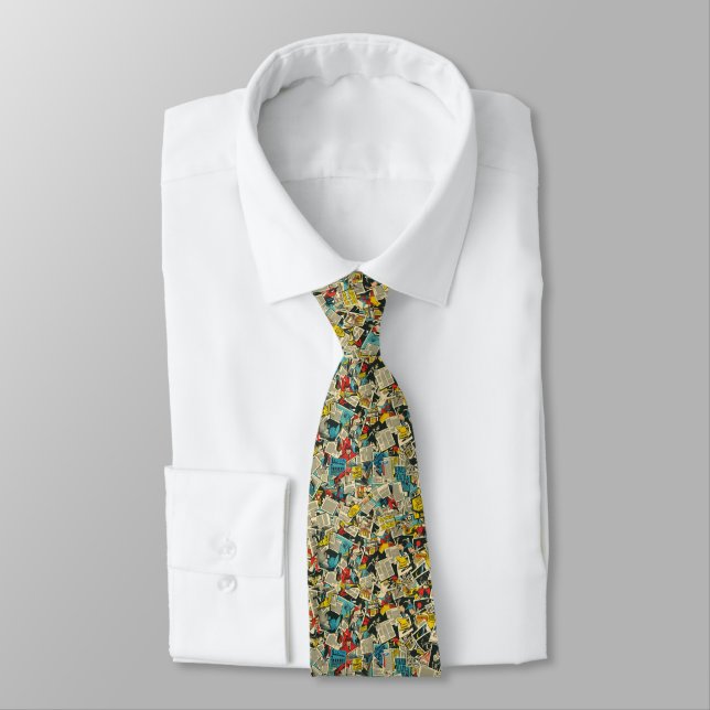 Retro Vintage Comic Pattern Tie (Tied)