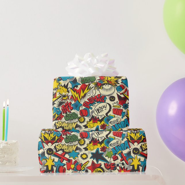 Retro Vintage Comics Pattern Wrapping Paper (Party Gifts)