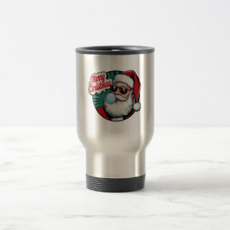 Retro Vintage Cool Santa Claus Christmas Travel Mug