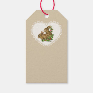Retro Vintage Coquette Baby Animals Bunny Gingham Gift Tags