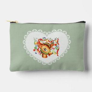 Retro Vintage Coquette Baby Animals Deer Gingham Accessory Pouch