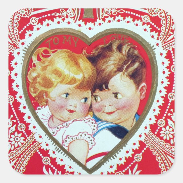Retro Vintage couple Holiday Valentine sticker (Front)