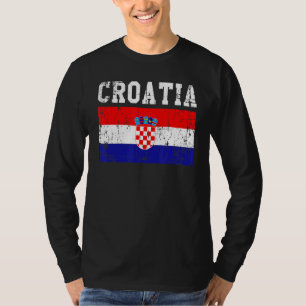 Retro Vintage Croatia Flag Croatian Roots T-Shirt