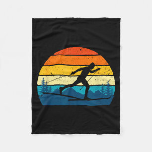 Retro vintage cross-country skiing - winter sports fleece blanket