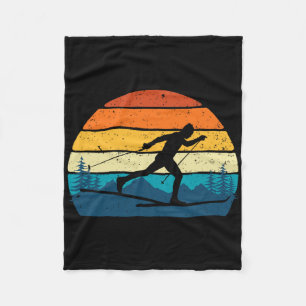 Retro Vintage Cross-country Skiing - Winter Sports Fleece Blanket