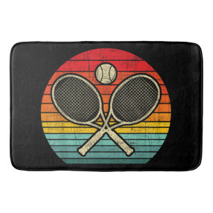 Retro Vintage Crossed Tennis Racket - Sports Lover Bath Mat