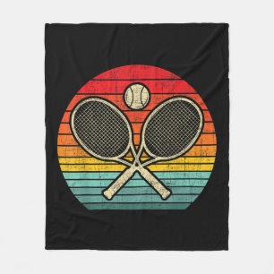 Retro Vintage Crossed Tennis Racket - Sports Lover Fleece Blanket