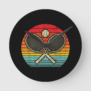 Retro Vintage Crossed Tennis Racket - Sports Lover Round Clock