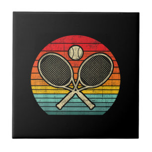 Retro Vintage Crossed Tennis Racket - Sports Lover Tile