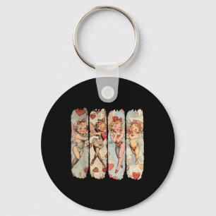 Retro Vintage Cupid Happy Valentines Day Key Ring