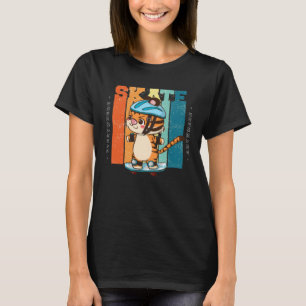 Retro Vintage Cute Cat Skateboard Souvenir T-Shirt