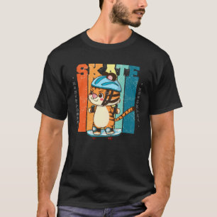 Retro Vintage Cute Cat Skateboard Souvenir T-Shirt
