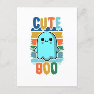 Retro Vintage Cute Halloween Ghost Postcard