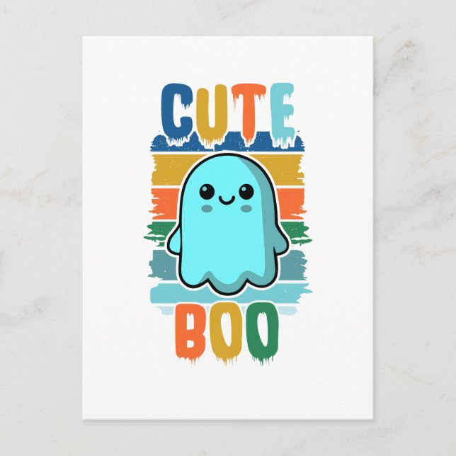 Retro Vintage Cute Halloween Ghost Postcard (Front)