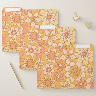 Retro Vintage Daisy Floral Botanical  70S Abstract File Folder