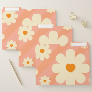 Retro Vintage Daisy Floral Botanical  70S Abstract File Folder