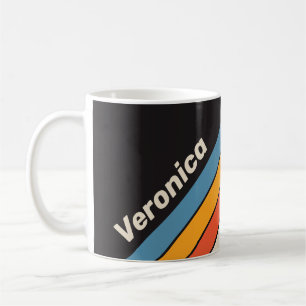 Retro Vintage Dark Rainbow Stripes with Name Coffee Mug