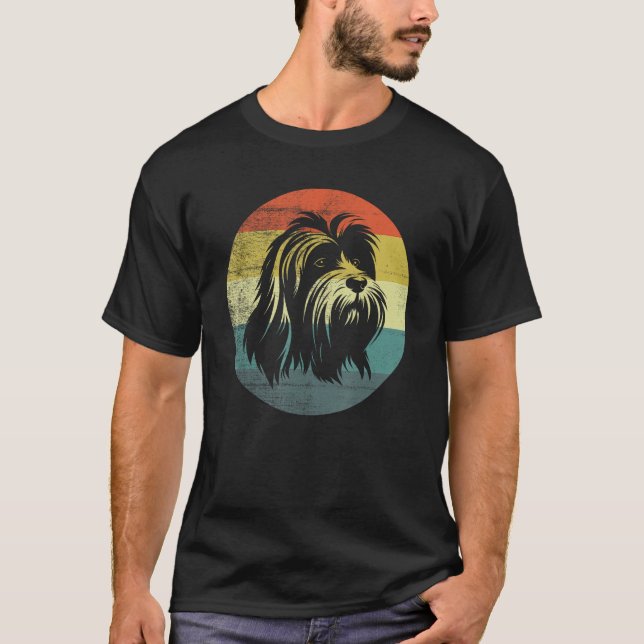 Retro Vintage Design Lowchen Dog T-Shirt (Front)