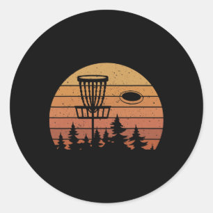Retro Vintage Disc Golf Players Flying Disc Golfer Classic Round Sticker