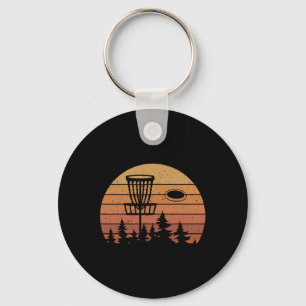 Retro Vintage Disc Golf Players Flying Disc Golfer Key Ring