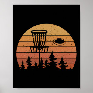 Retro Vintage Disc Golf Players Flying Disc Golfer Poster
