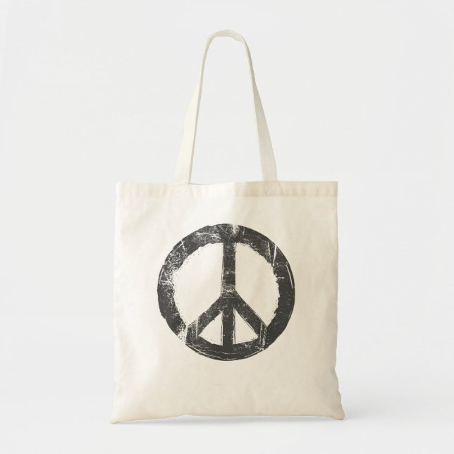 Retro Vintage Distressed Design Peace Sign  Tote Bag (Front)
