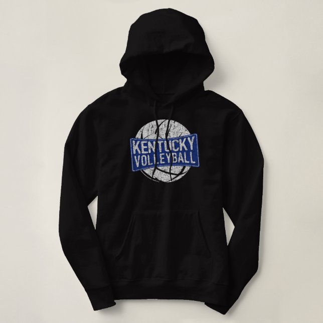 Retro Vintage Distressed Kentucky Volleyball Graph Hoodie (Design Front)