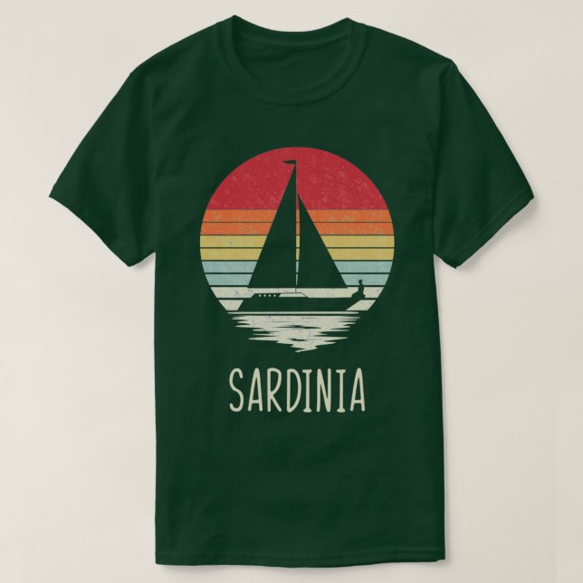 Retro Vintage distressed Sailing Sardinia Sailboat T-Shirt (Design Front)