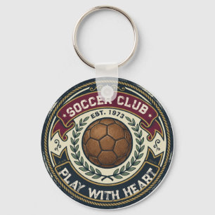 Retro Vintage Distressed Soccer Club Badge Key Ring