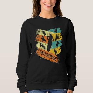 Retro Vintage Distressed Style Motocross Mx Silhou Sweatshirt